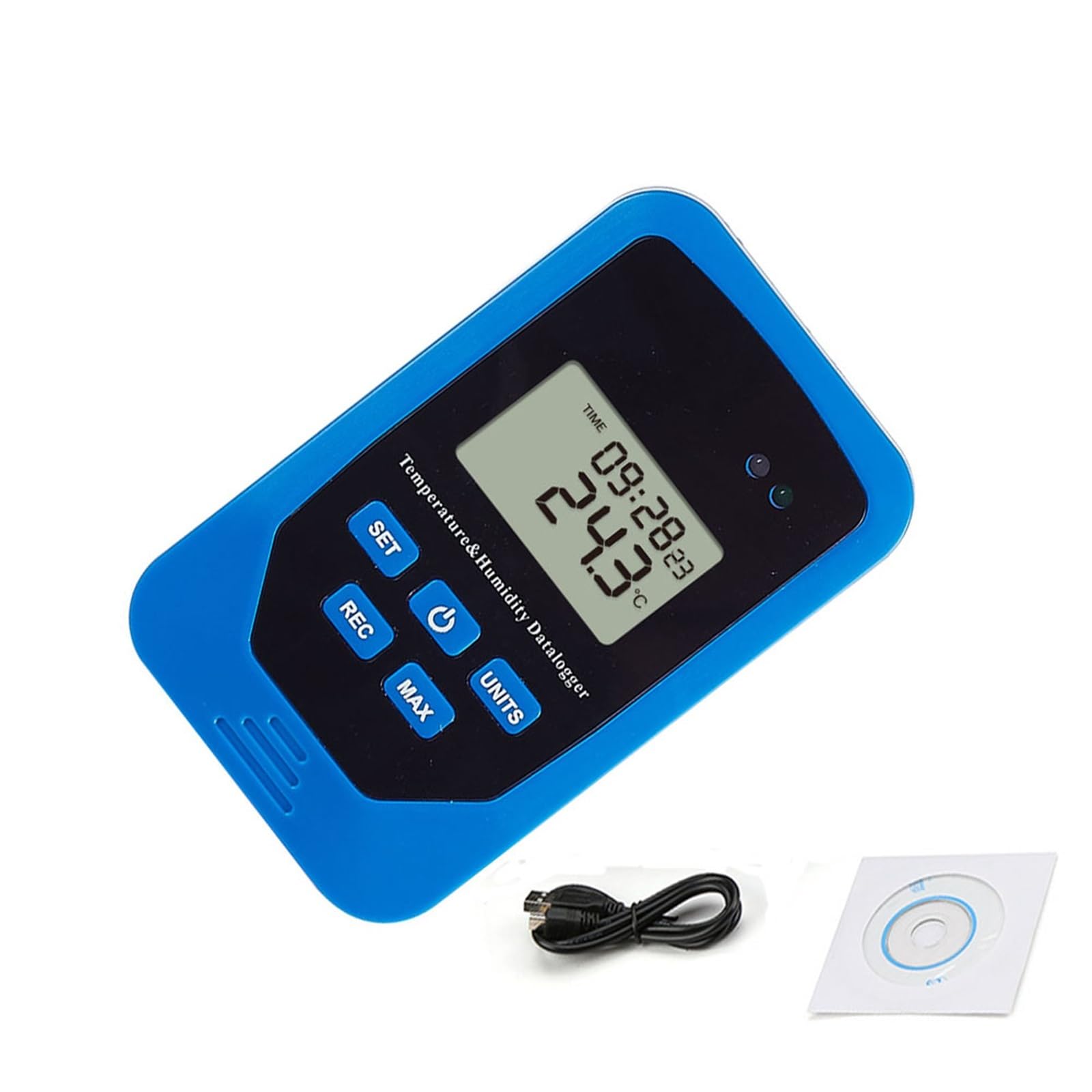 Cyfrowy, plastikowy rejestrator danych temperatury USB, wysoka dokładność, stopień ochrony IP65, wyświetlacz LCD, termometr rejestrujący C/F