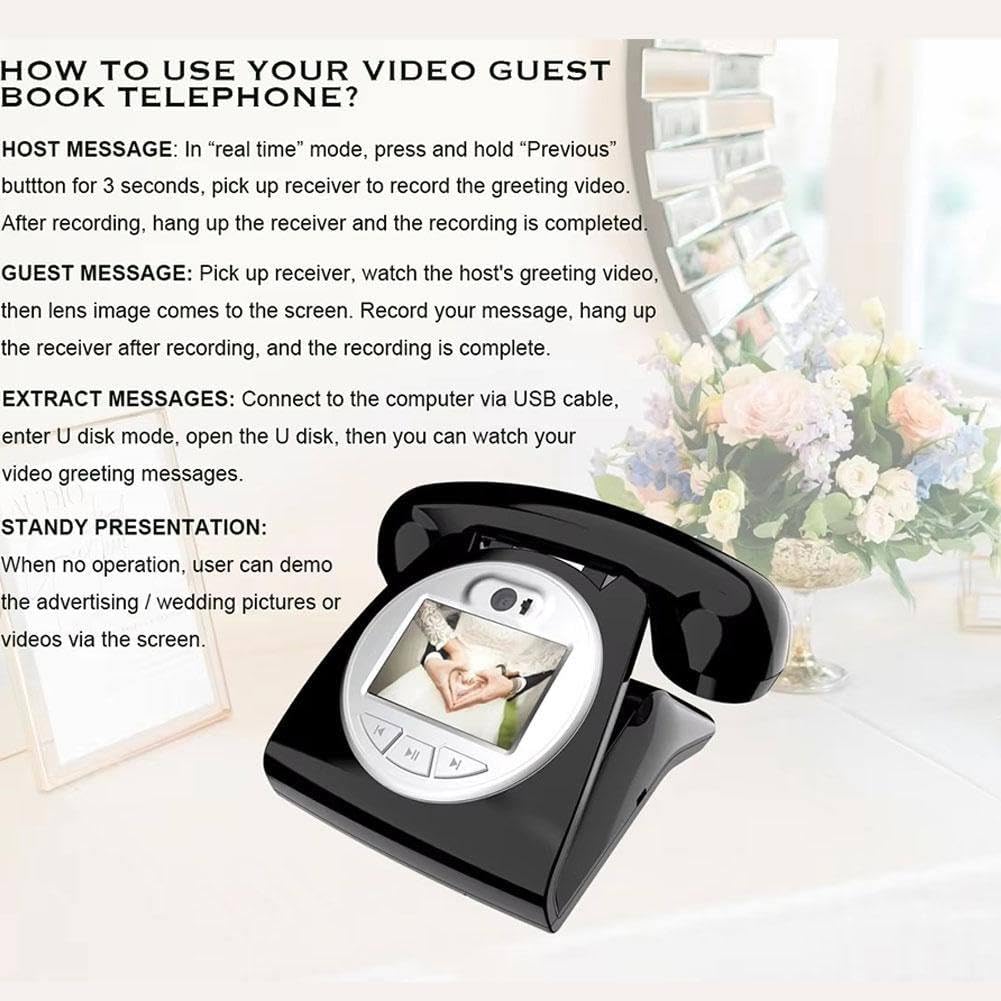 Audio Księga Gości Ślubna Telefoniczna Księga Gości, Nagrywaj Spersonalizowane Wiadomości Audio z Księgą Gości, Zabawne Zaręczyny Rocznice Baby Showers Ukończenie Szkoły,White