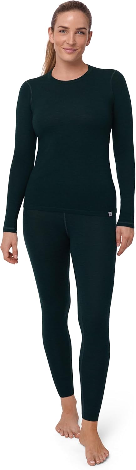 DANISH ENDURANCE Merino Wool Base Layer Set Women, Top and Bottom Set, Thermal Underwear for Womens, Tights, Long Sleeve