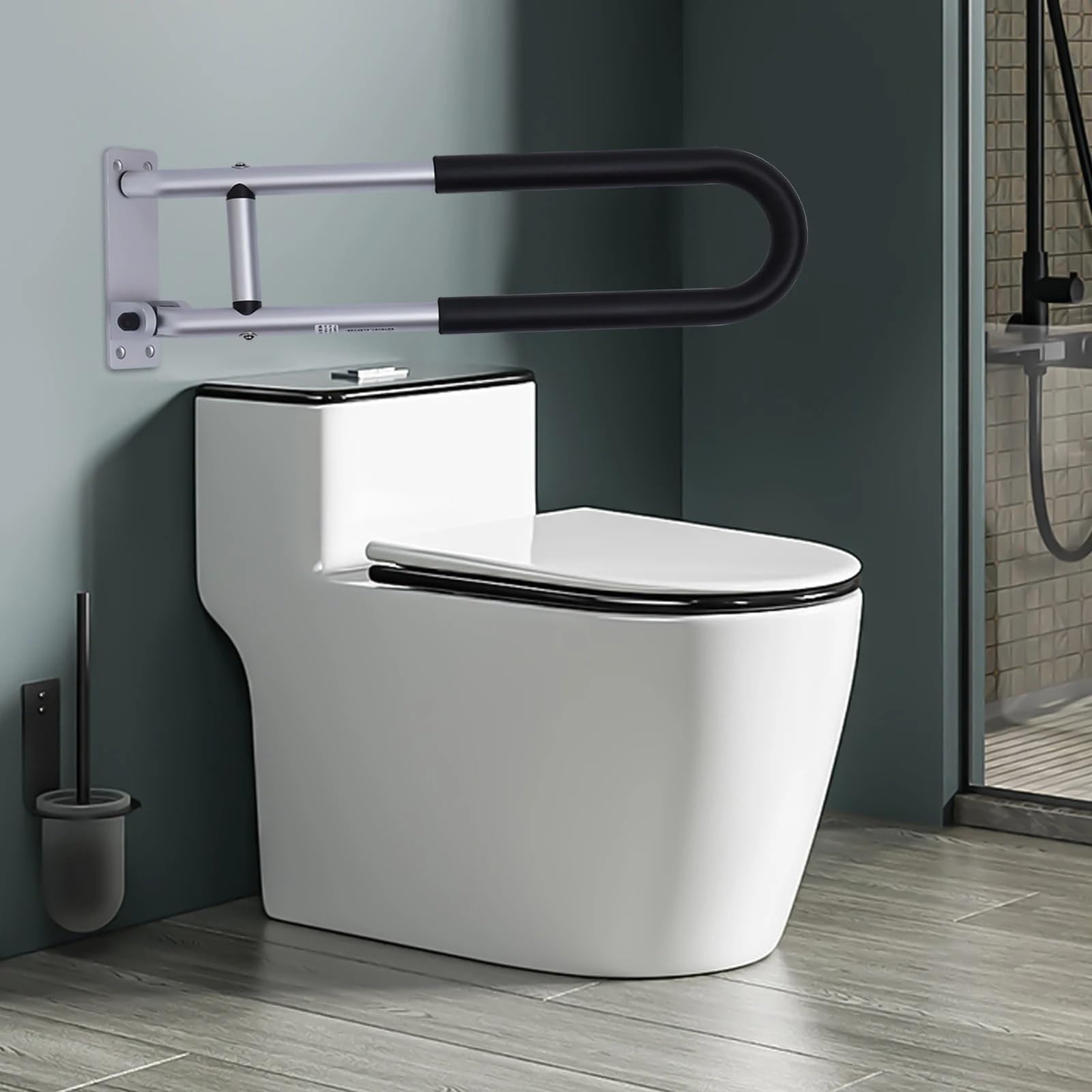 Barandilla plegable para el inodoro Barra de agarre for inodoro, pasamanos ducha soporte seguridad for baño aleación aluminio antideslizante montado en la pared