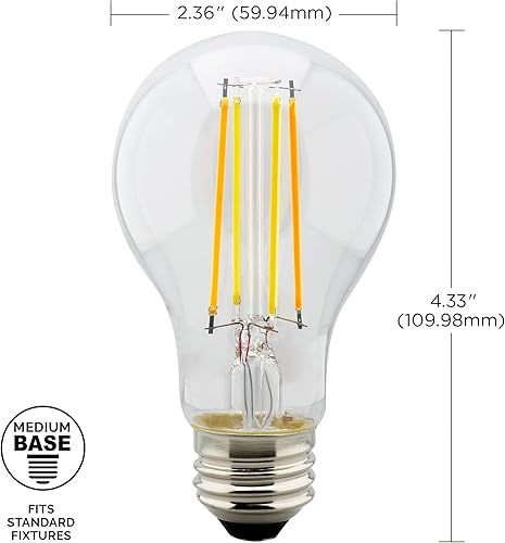 Miniatura 5 de Satco S1125004 Starfish Tunable White WiFi Smart Bombilla LED, funciona con Siri, Alexa, Google Assistant, SmartThings, transparente, A19, paquete