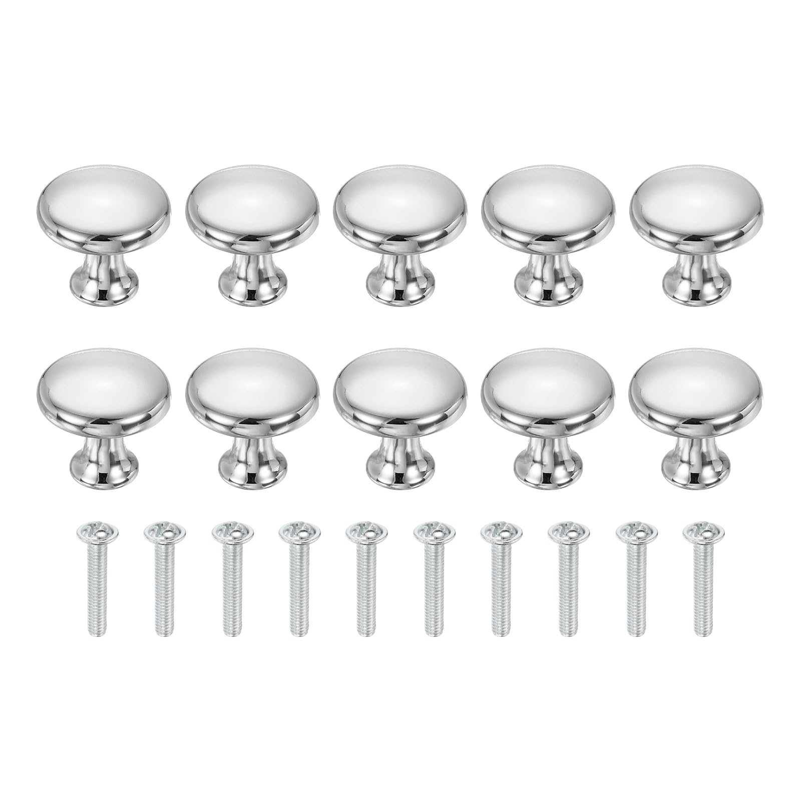 sourcing map Cabinet Knobs 15/16" 23mm Dia Drawer Knob Silver 10Pcs