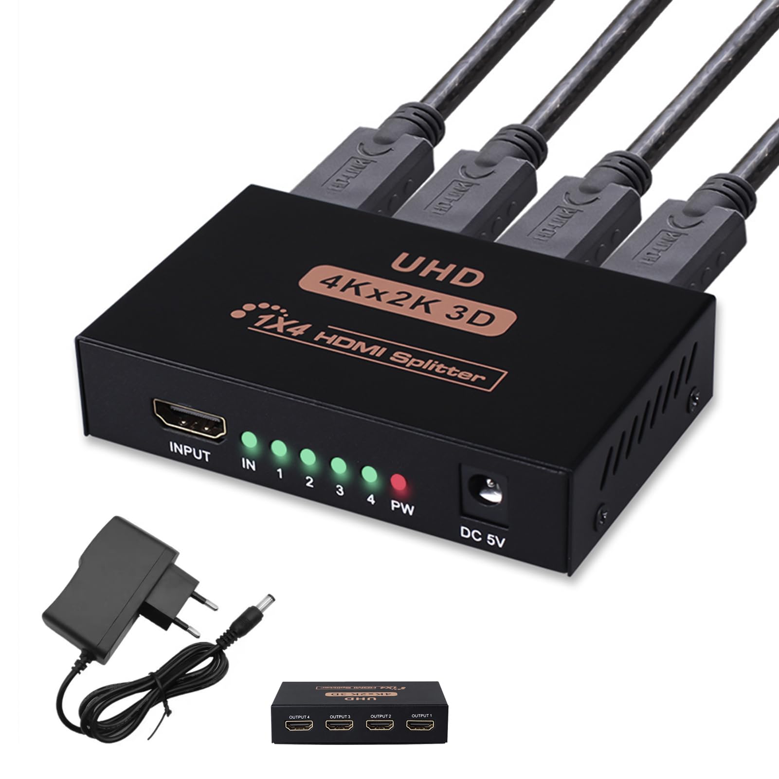 L'Puluva HDMI Splitter 1 In 4 Out - 4K Per 4 Monitor, Solo