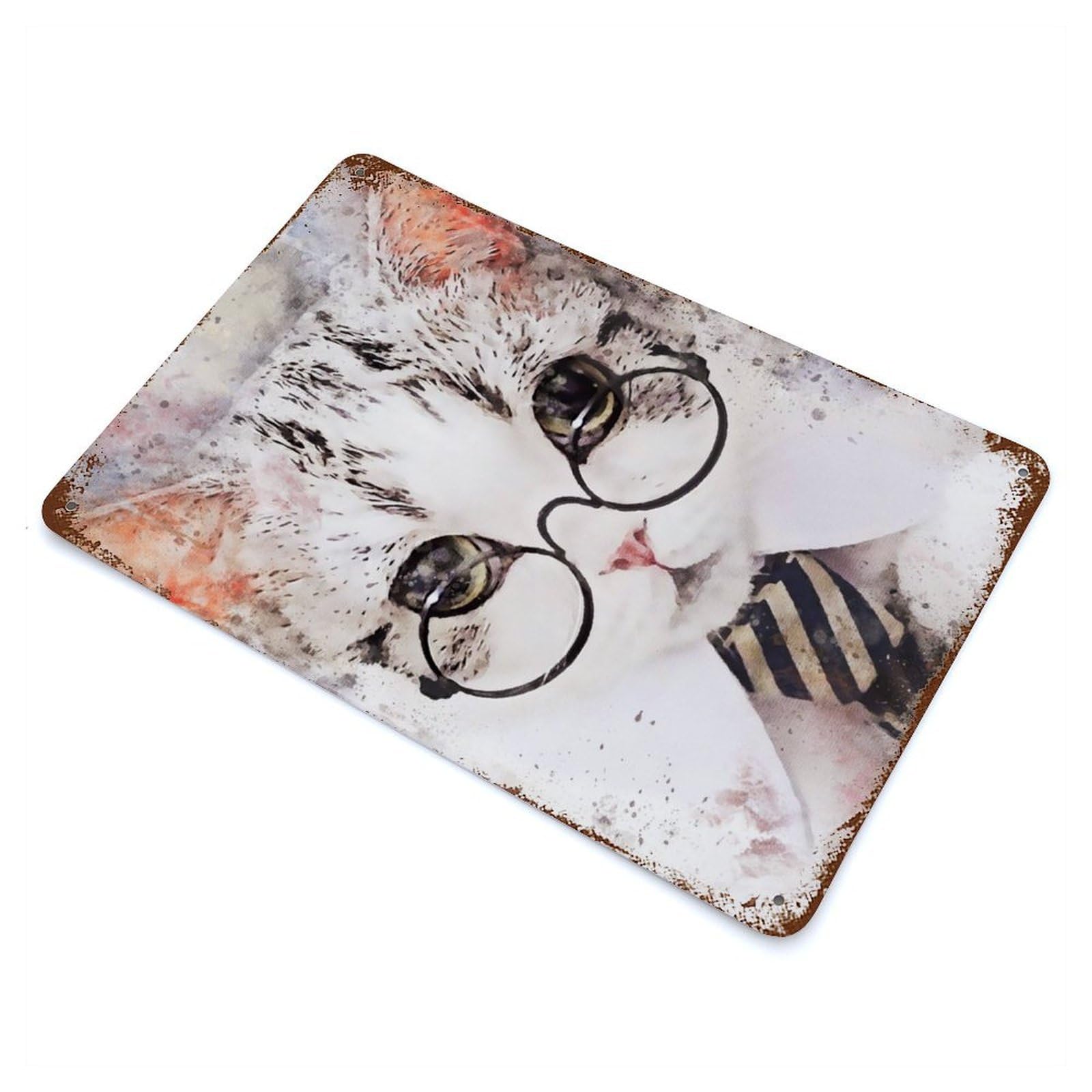 Rust Effect Tin Sign The Cat 11.8"x7.9", Vintage Wall Decor for Basement, Hobby Room And Garage Decor