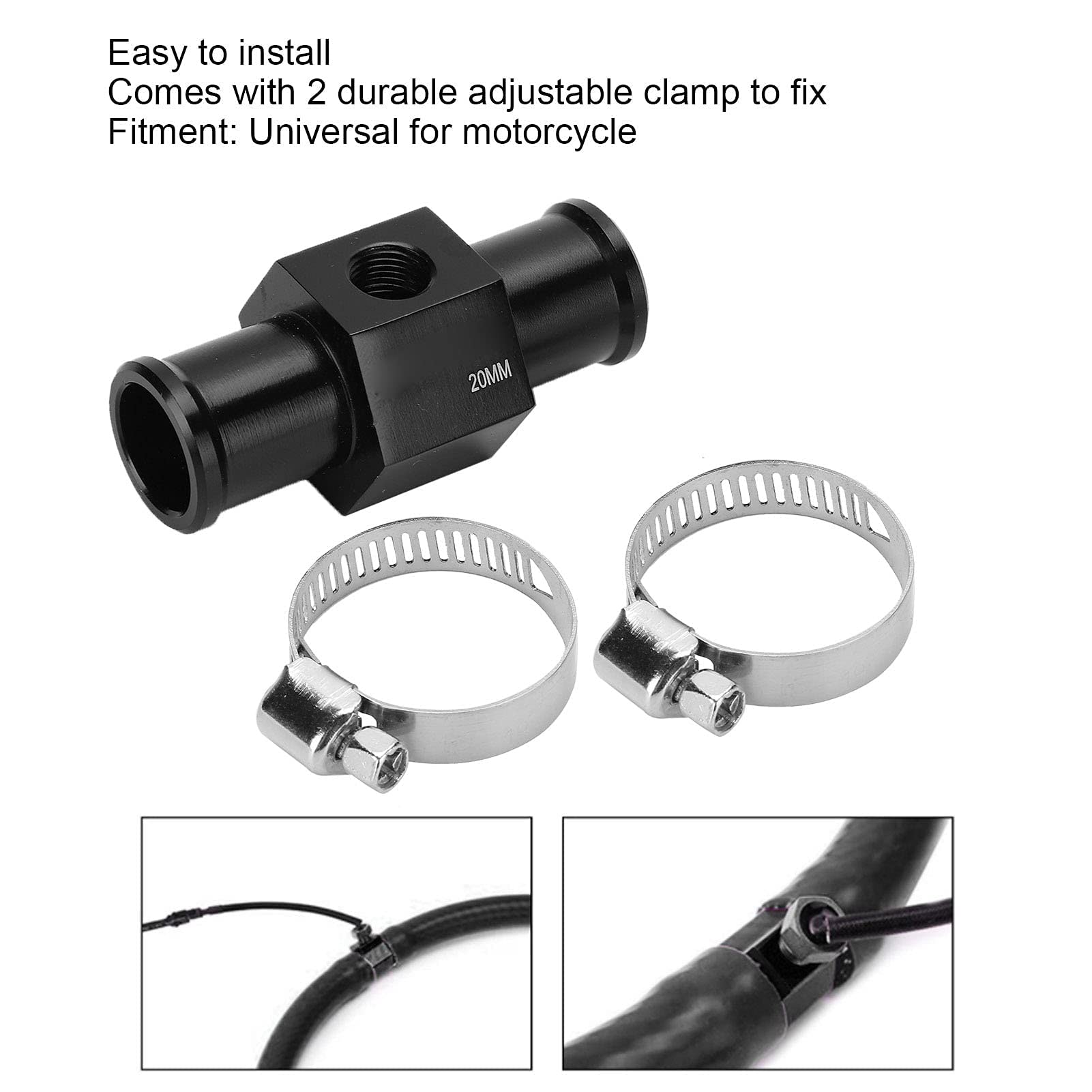 Adaptateur de Capteur de Température de L'eau, Adaptateur de Température de L'eau Capteur de Jauge de Température de L'eau Connecteur à 3 Voies Modification de la Moto(A（20mm))