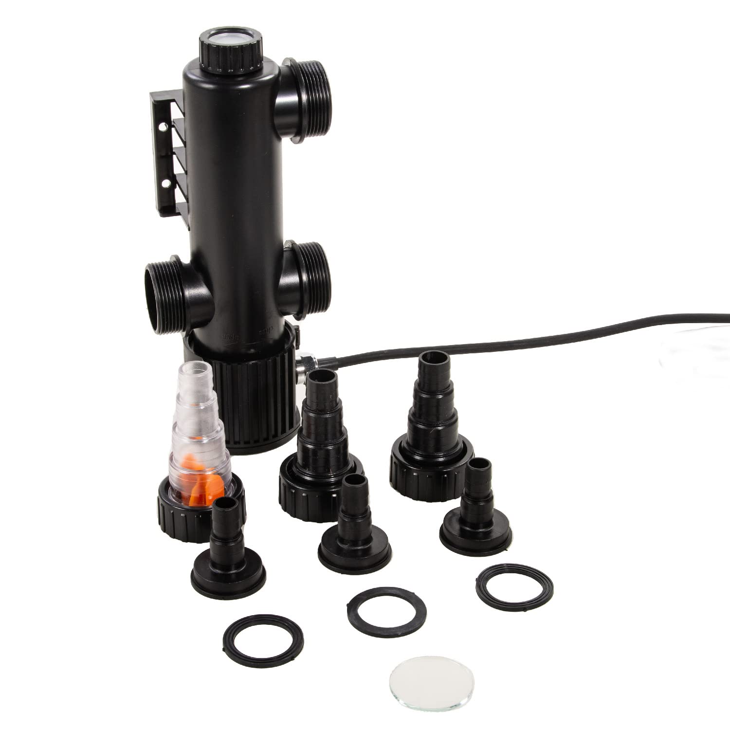 Aquaforte Guv-209 Uv-C, max. Teich 8 m³, max. Durchfluss 1,5 m³Stunde, 9 Watt, Gehäuse mit Quick Lock Anschluss, Ausgestattet mit 3 Anschlüssen: 3 Schlauchtüllen 20253240 mm Und Uv-Schauglas
