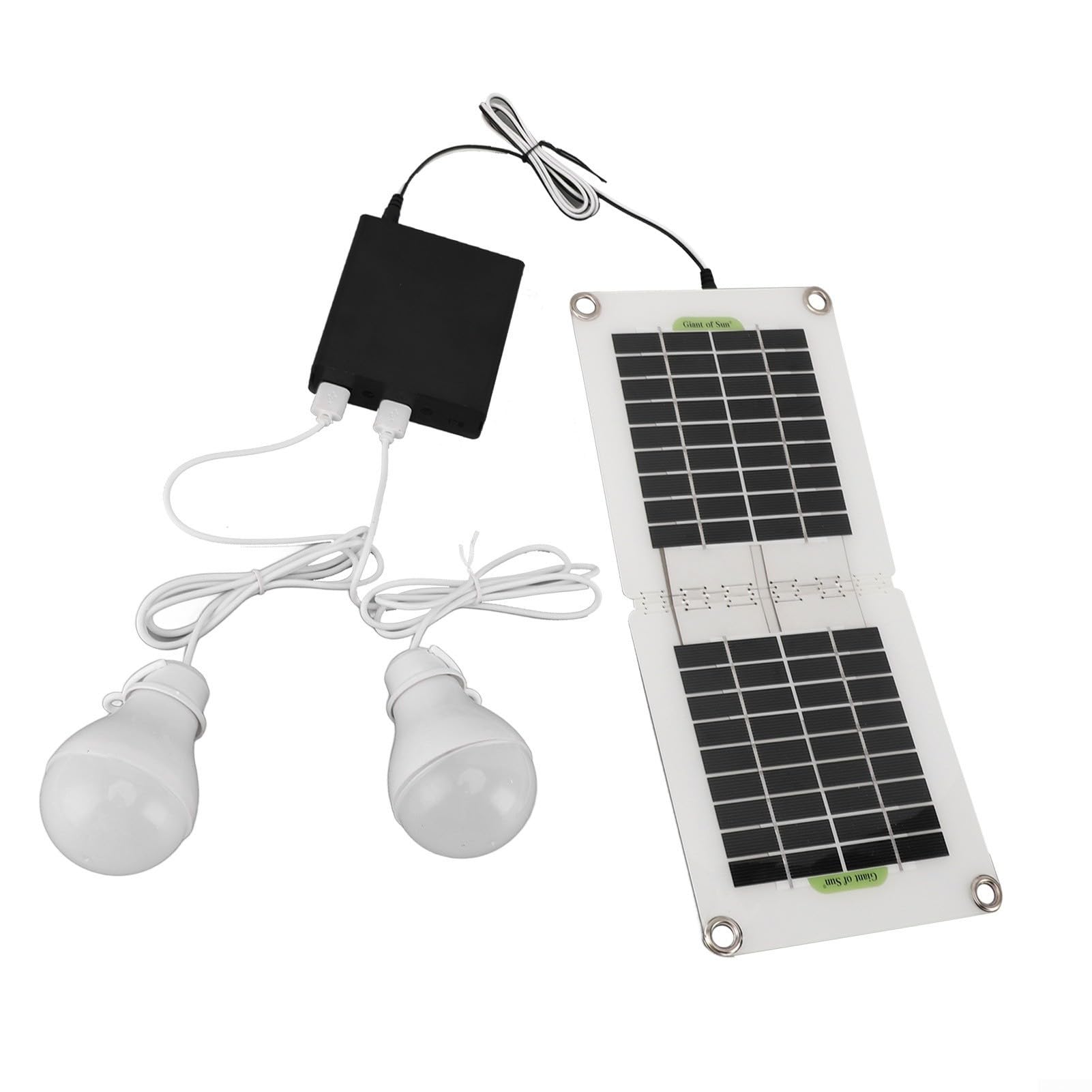 Pannello solare pieghevole da 30 W con due porte USB, luce da campeggio portatile e scatola batteria per alimentazione elettrica da viaggio all'aperto (set completo)
