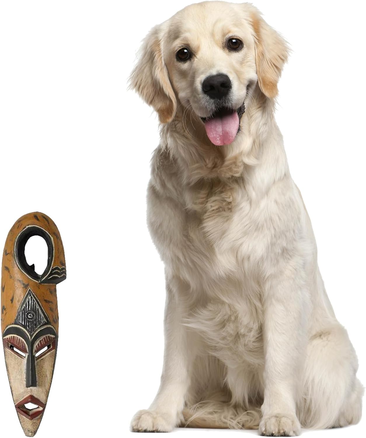 NOVICA Decorative Large African Rubber Wood Mask, Yellow, Harvest Chief'