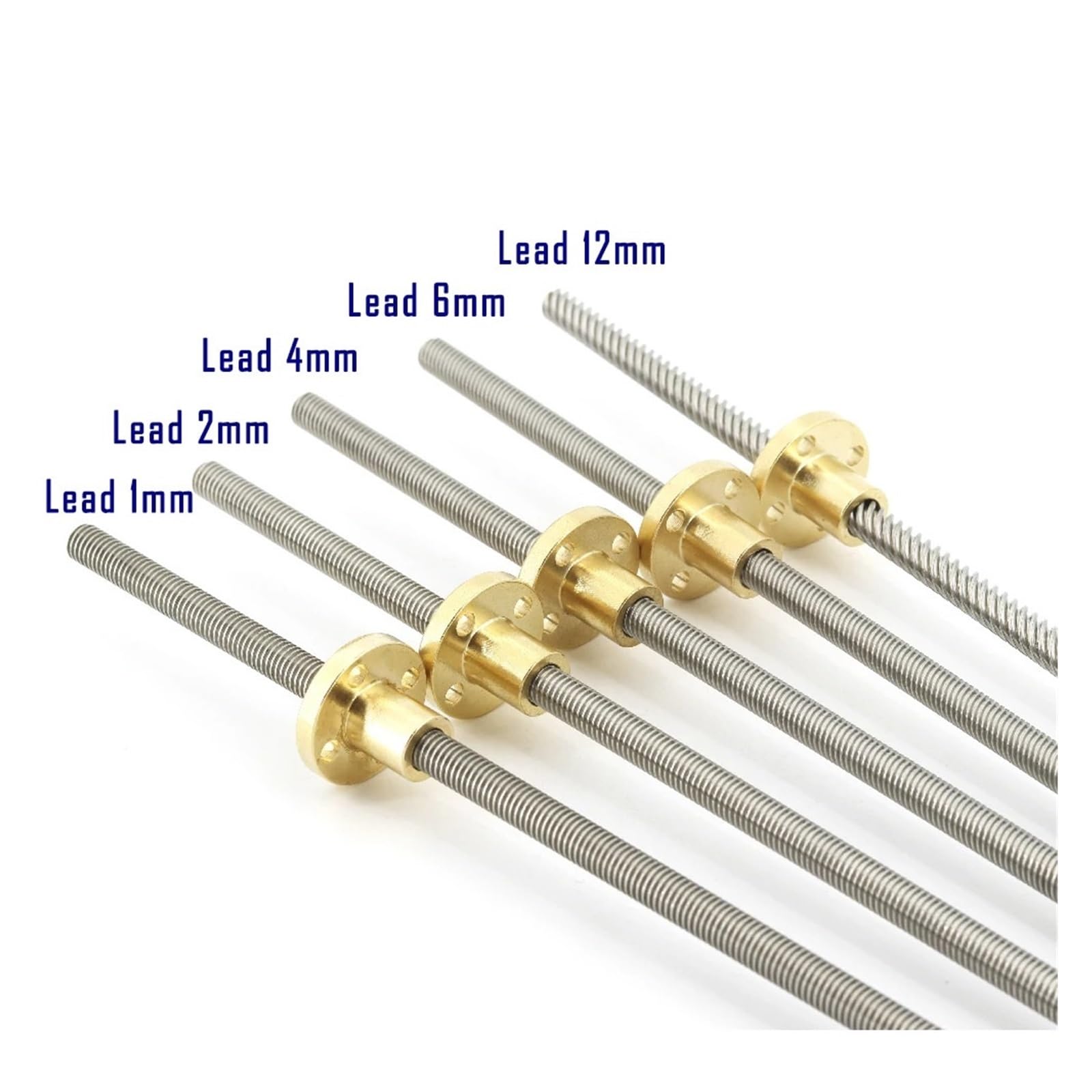 5 sztuk śruby ze stali nierdzewnej 304 T8, długość 540 mm, trzpień trapezowy, 1 z miedzianą nakrętką (pitch 2 mm lead 10 mm)