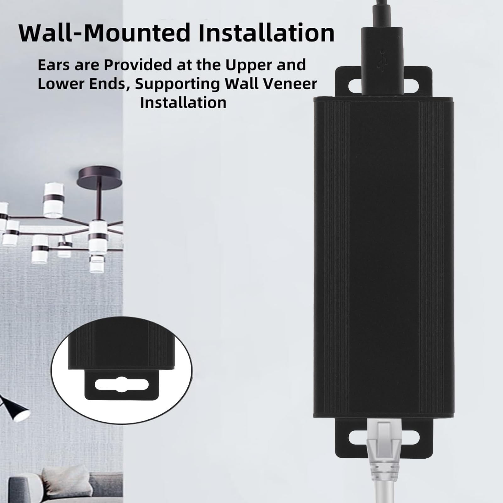Injecteur PoE 90W USB-C,Port RJ45 Gigabit,IEEE 802.3af/at/BT | USB PD 3.1,Détection automatique,Protection OVP/OCP/SCP,Boîtier industriel