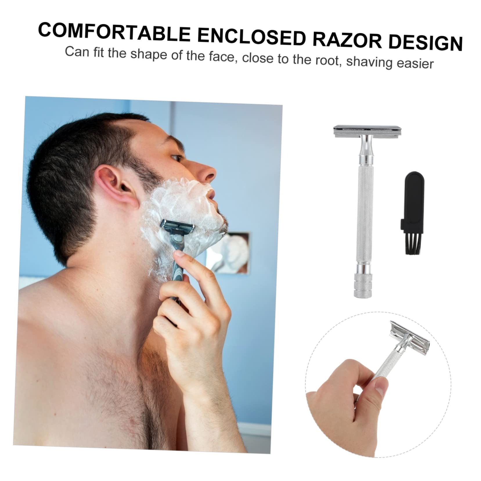 3pezzi Rasoio Di Sicurezza Manuale Con Manico Ergonomico Rasoio Per Barba Riutilizzabile e Durevole Strumento Da Per Rasatura Precisa e Sicura Design Facile Da Pulire