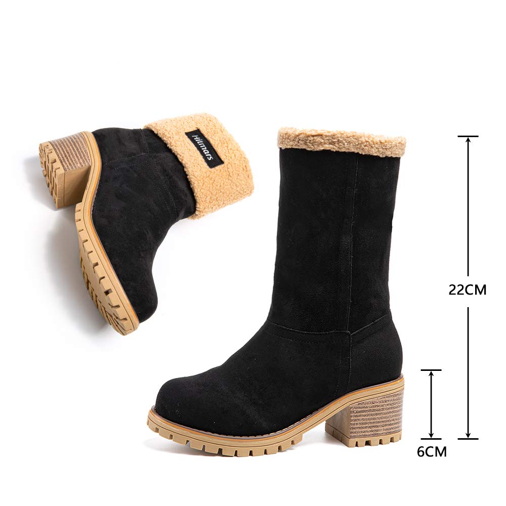 Hitmars Stivali Donna Invernali Stivaletti Camoscio Boots Stivali Foderati Caldi Scarpe Eleganti Comodi Moda Nero Marrone Kaki Grigio EU 35-43