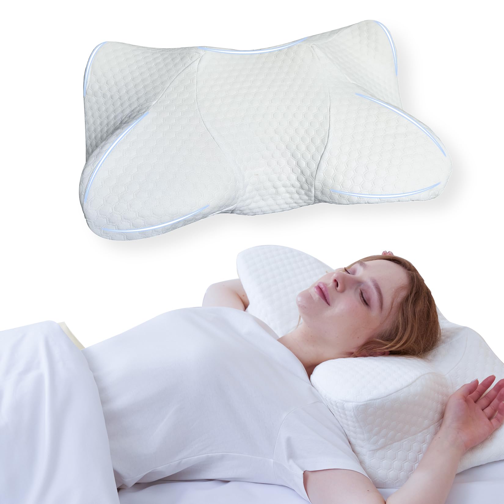 ( similar ) Cervical Memory Foam Pillows for Neck and Shoulder Pain, Ergonomic Orthopedic Sleeping Neck Contoured Support Pillow for Side, Back and Stomach Sleepers