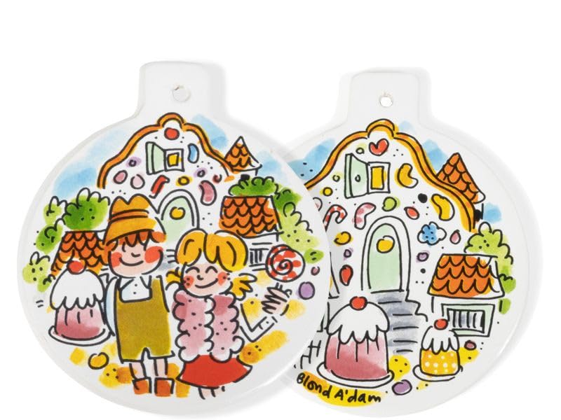 Efteling Hans & Grietje - Colgante de cerámica con diseño de cuento de hadas y hilo dorado – coleccionable para fans