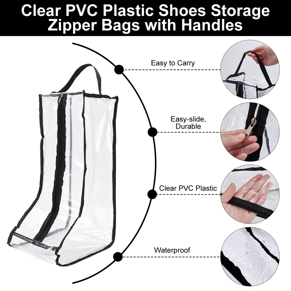 UNICRAFTALE - Bolsas de almacenamiento para botas portátiles de PVC impermeable a prueba de polvo, organizador de botas grandes para viajes, protector de zapatos, bolsa de transporte con asa para