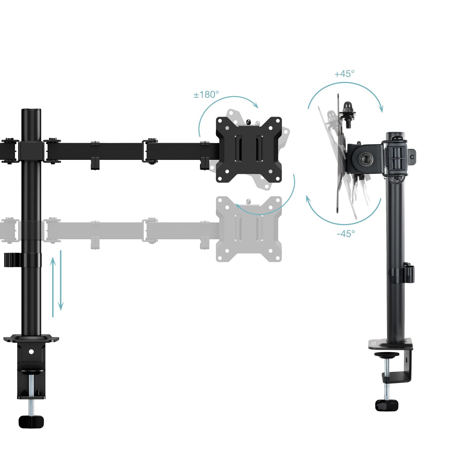 TOOQ DB1802TN-B - Soporte de Mesa para 2 Pantallas 17"-32", Negro