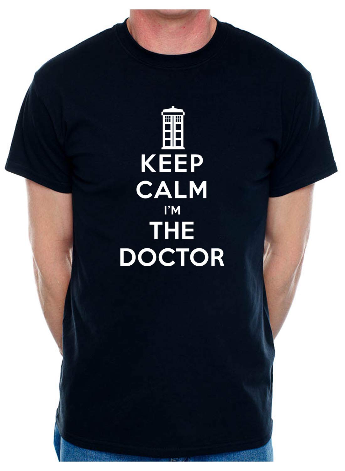 Print4U Mens T-Shirt Keep Calm I'm The Doctor Medium Black