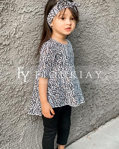 Image of Toddler Baby Girls-Fall-Clothes-Set Little Girls Floral Plaid Highlow Tunic Tops+Leggings Outfits Boutique Clothing
