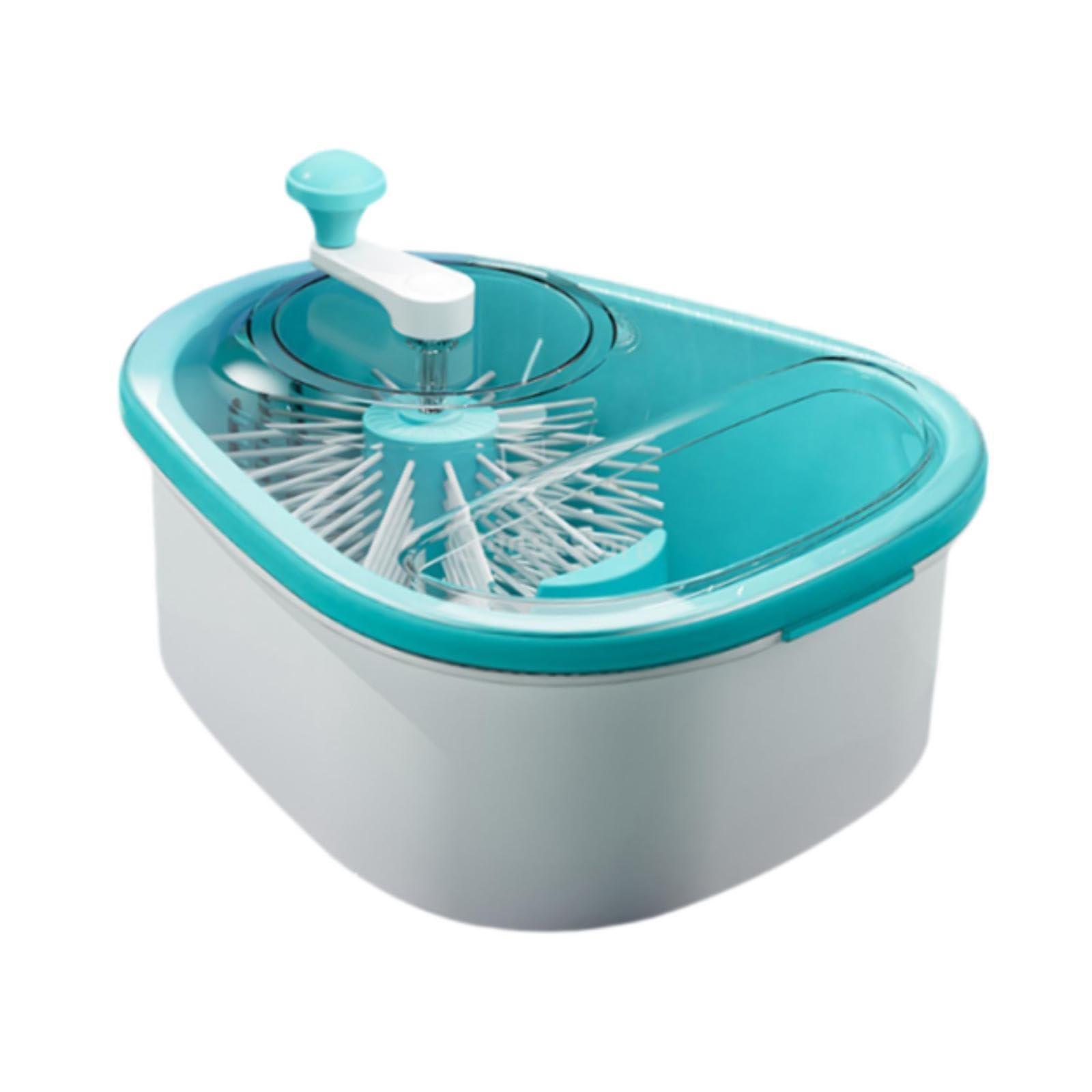 LOVIVER Waschkorb Frucht Waschmaschine Scrubber, Küchengeräte, groß, ohne nasse Hände, Kurbel Design Fruchtkolander multifunktional, Blau