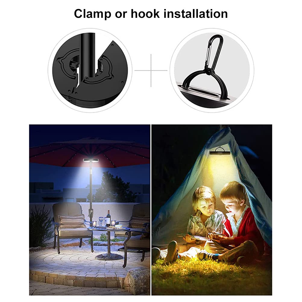 48 luces LED para sombrilla, luz USB para patio con 3 modos y ganchos, soporte para cubierta de mesa, paraguas de 450 lúmenes, luz de iluminación LED para jardín, playa, luces al aire libre,