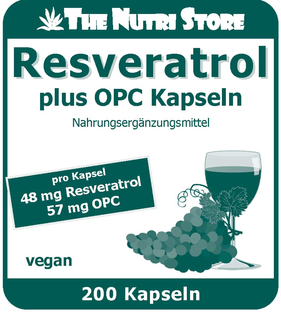 Resveratrol plus OPC vegane Kapseln 200 Stk. mit Traubenkernpulver und die antioxidativen Vitamine C und E