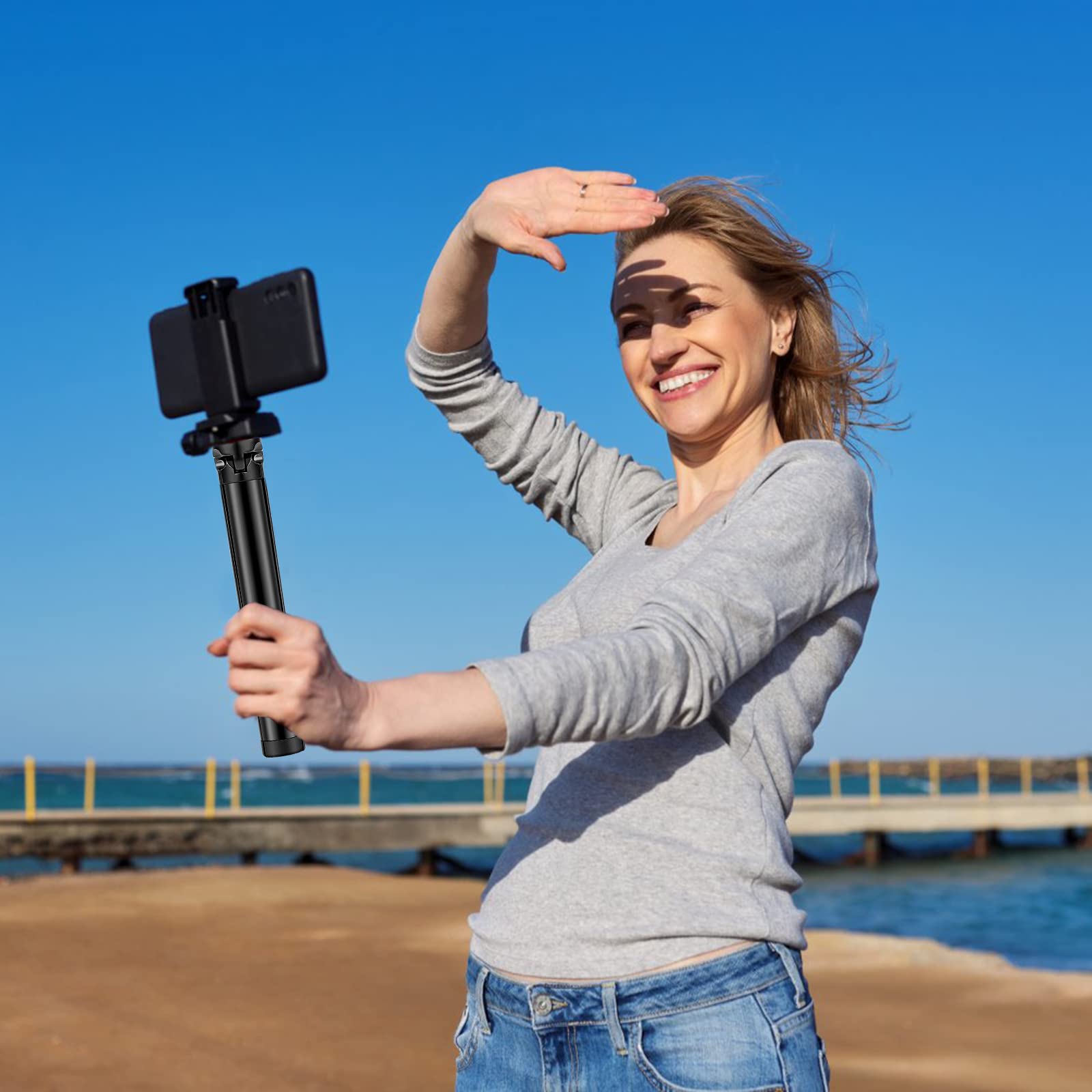 Smartfon Mini aluminiowy statyw do aparatu ze śrubą 1/4" statyw stołowy i podróżny stojak do Gopro Kamera internetowa Telefon Gimbal długi 18 cm czarny