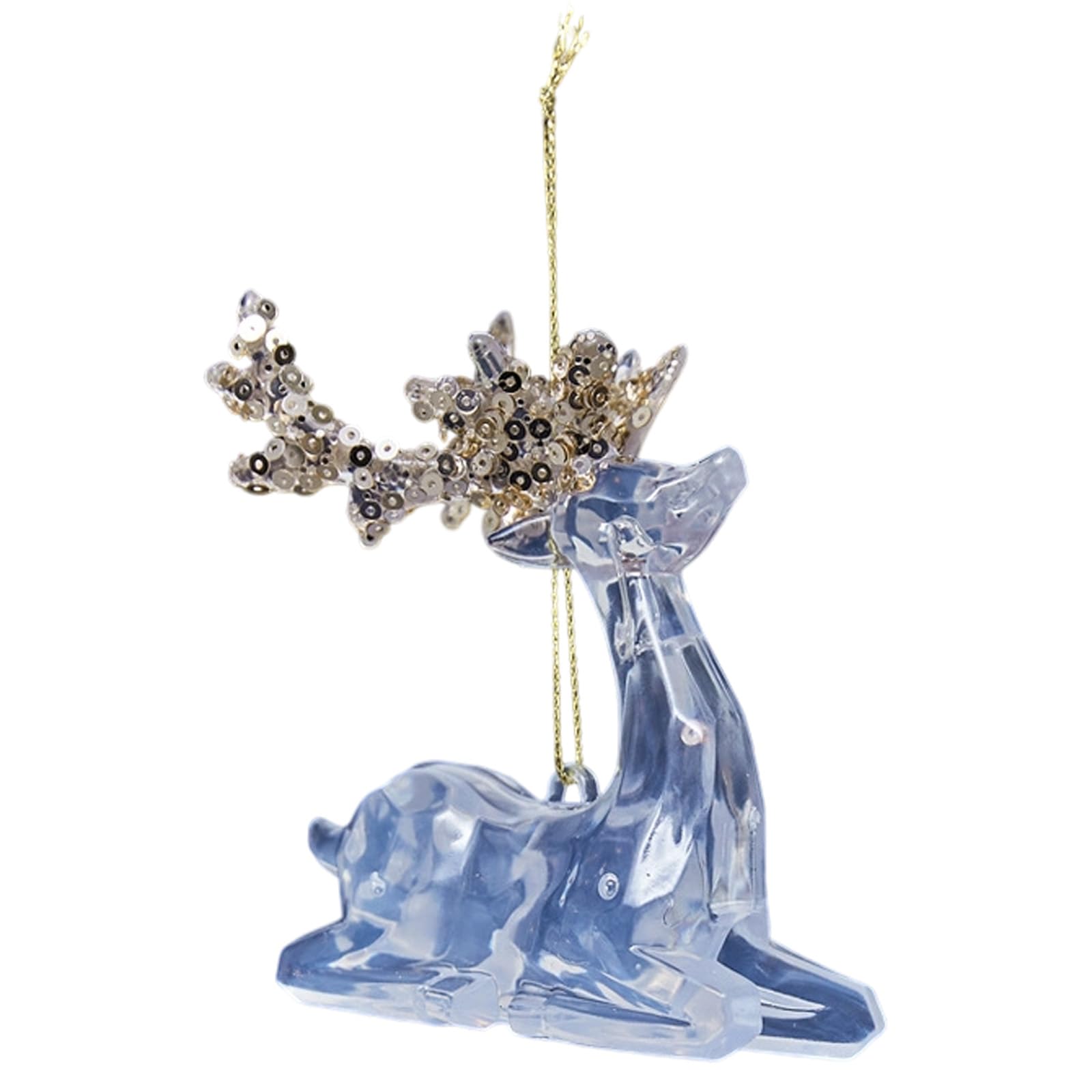 Jazuaiao Clear Acrylic Deer Snowflake Christmas Tree Hanging Ornament with Sparkling Glitters Design for Festival Decors Clear Acrylic Christmas Ornament