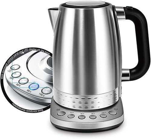 ALOBTT Hervidor eléctrico de 1.7 L para té, café, electrodomésticos, olla térmica, hervidor inteligente de cocina con control de temperatura,