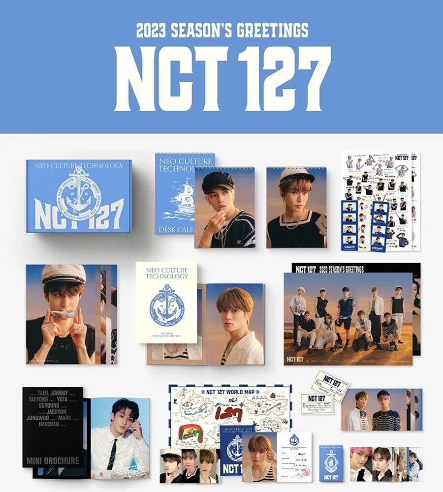 NewCo Beauty NCT 127 2023 Season's Greetings Greeting Card Set (incl. Extra Photocards) - Music, Modern, Letter Print - Holiday