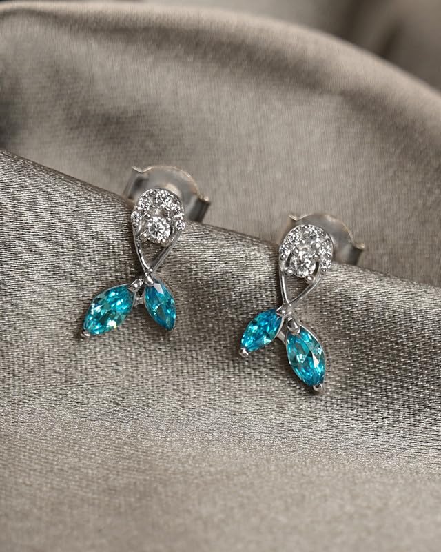 Image of CLARA 925 Sterling Silver Stud Earrings | Platinum Plated | Daily Wear |Gift for Women and Girls