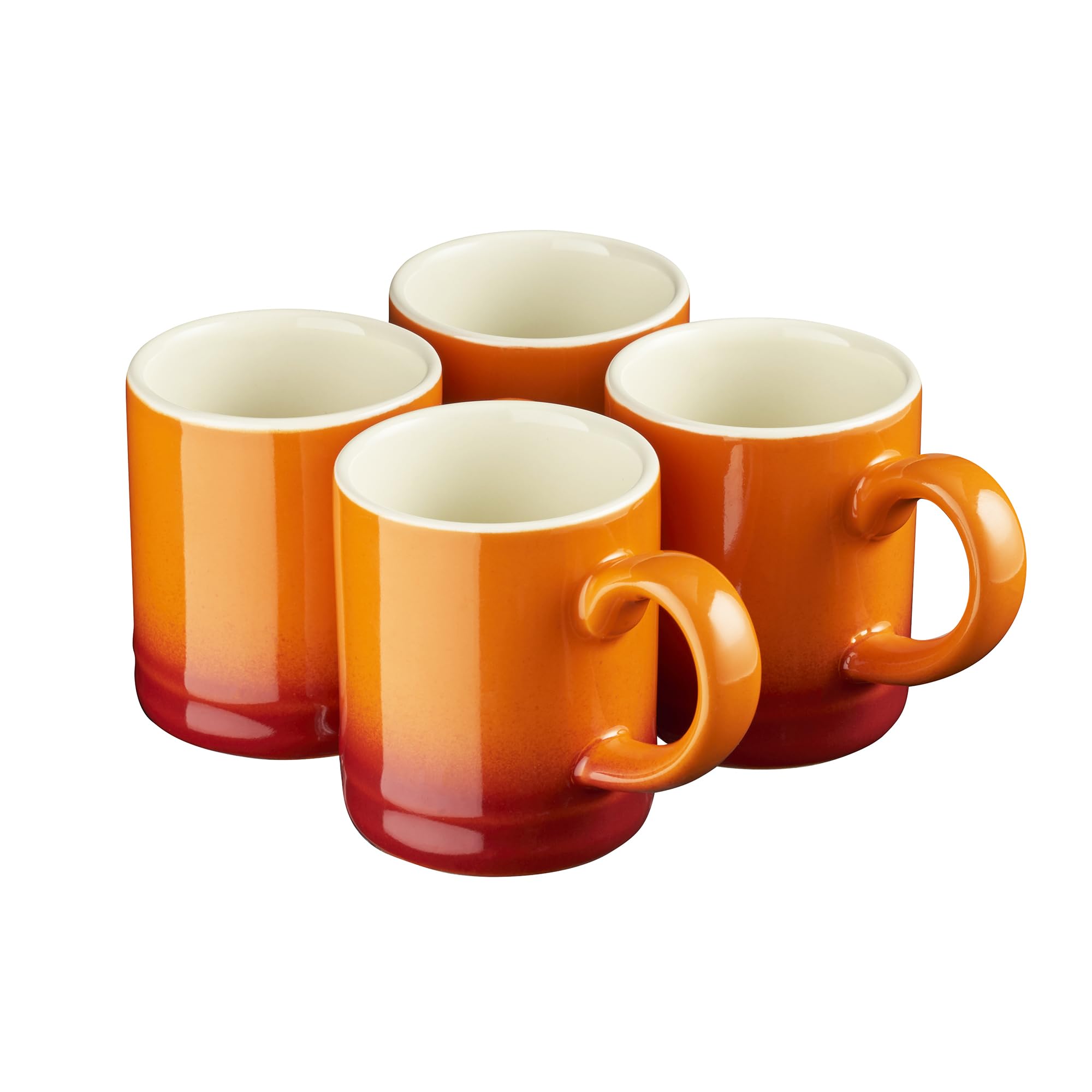 Cooks Professional 4 Piece Espresso Coffee Cup Set | Dishwasher & Microwave Safe Durable Stoneware Stylish Colourful Graduated Design Mini Drinking Mugs | 100ml Capacity | Orange — image 1