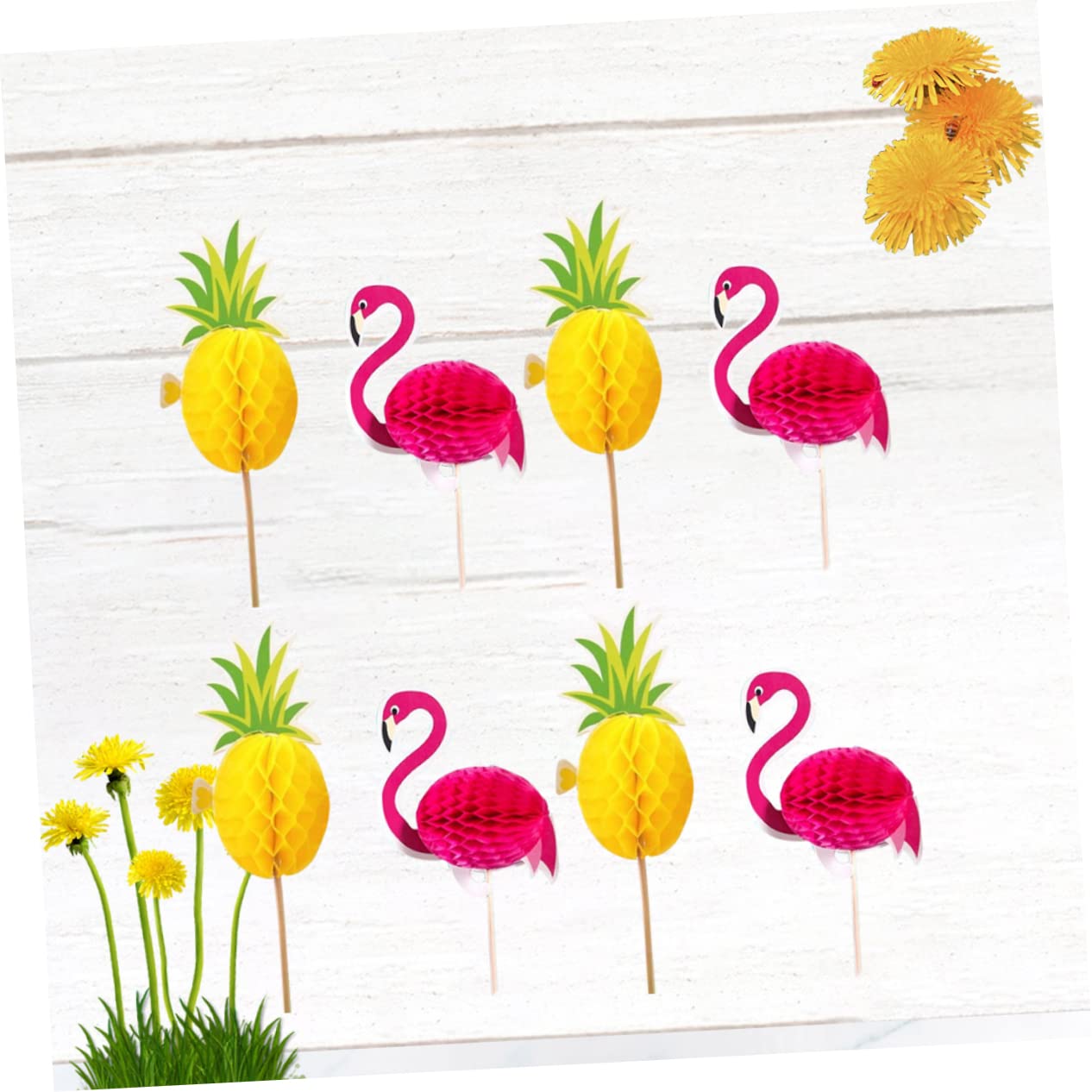 ibasenice 20pièces Piques à Gâteaux Ananas Flamant Décorations pour Cupcakes De Fête Pics à Gâteaux pour Anniversaire Décorations pour Desserts