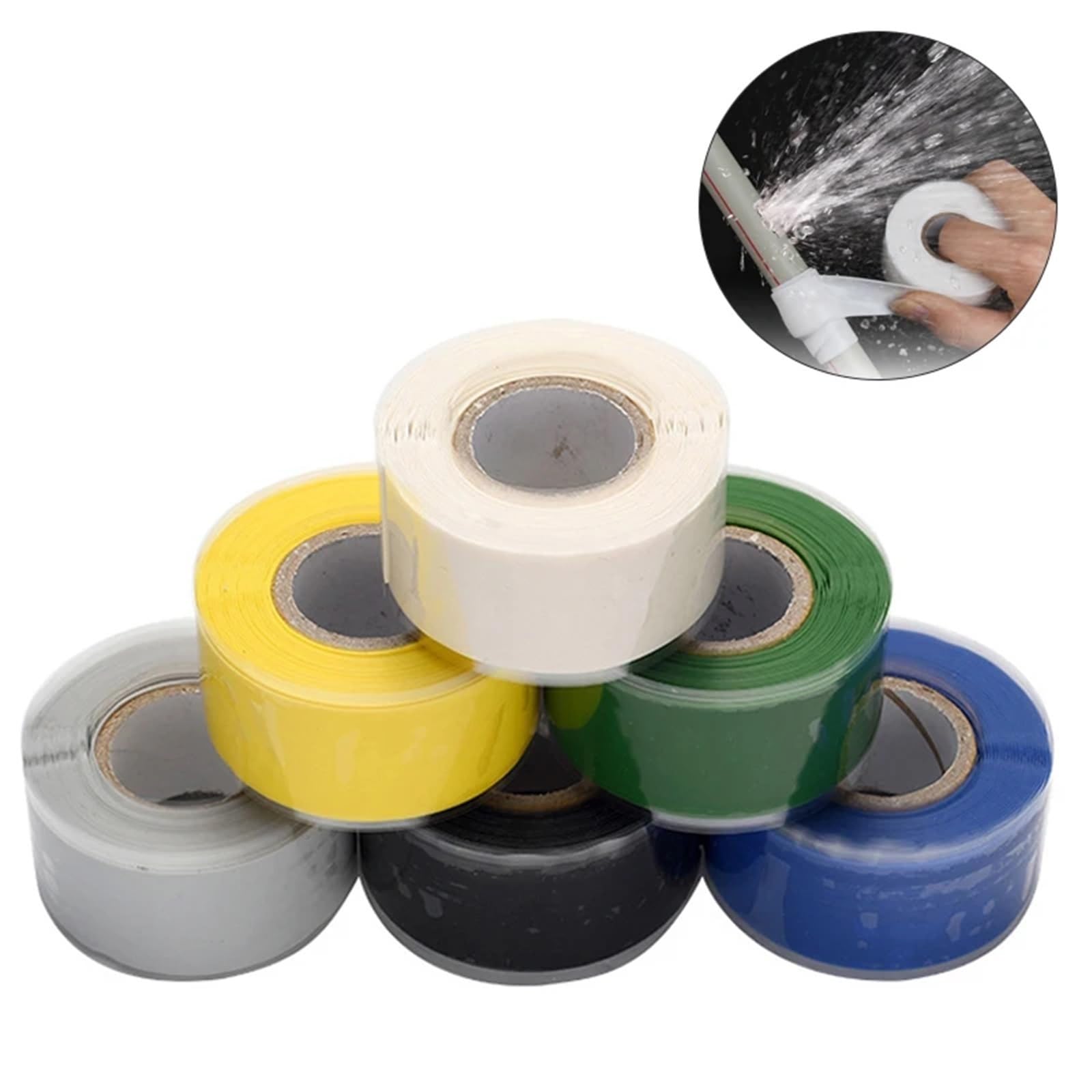 Nastro isolante autofondente in gomma siliconica | Multicolori 12 rotoli 1 pollice x 10 piedi 0,5 mm Utilizzo: riparazione del cavo del radiatore del tubo flessibile(Grey)