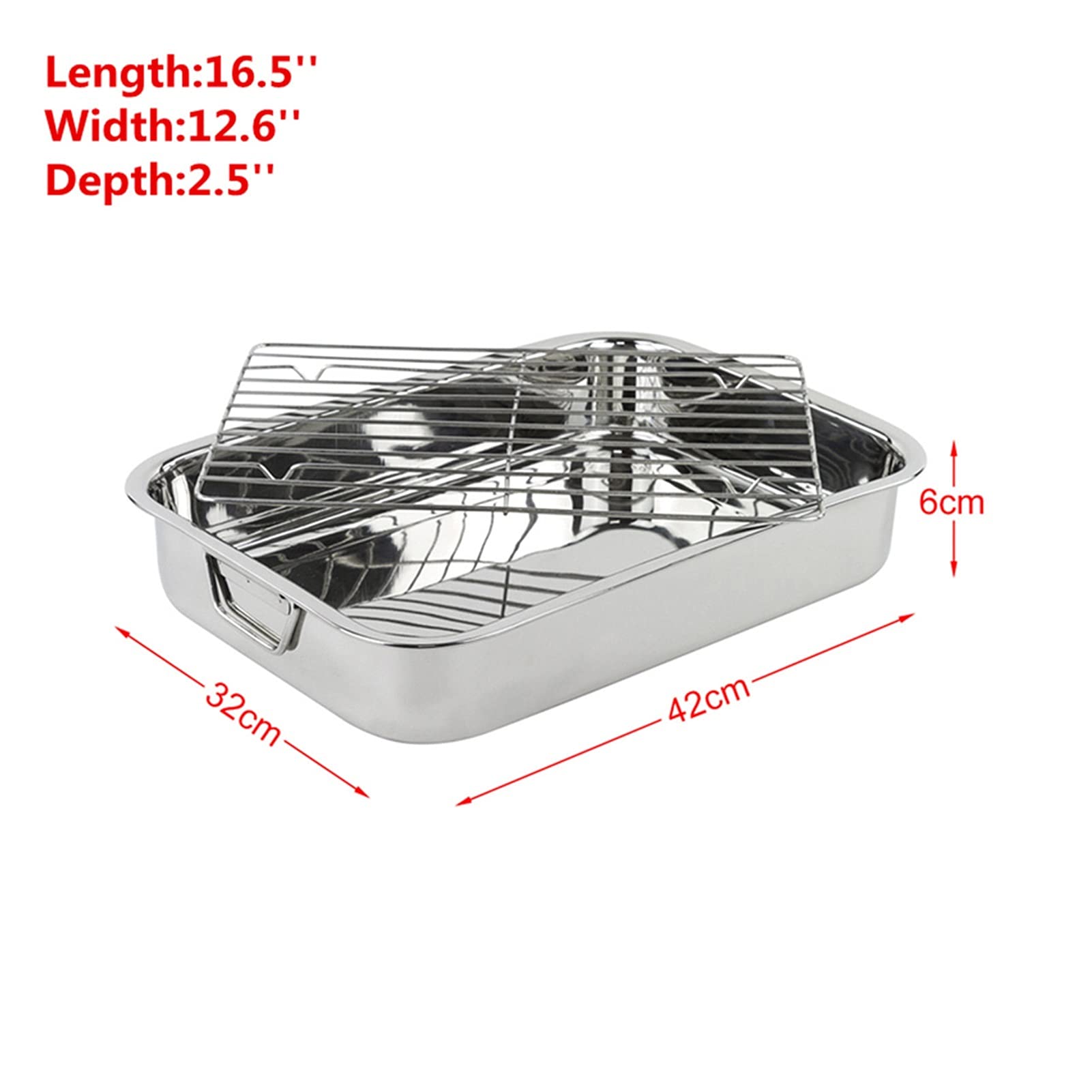 ACiyD Bandeja para Hornear de 42X32X7cm con Juego extraíble, Hoja para Hornear de Acero Inoxidable, no tóxica, Utilizada para Horno, lavavajillas, Rejilla para Enfriar sartenes