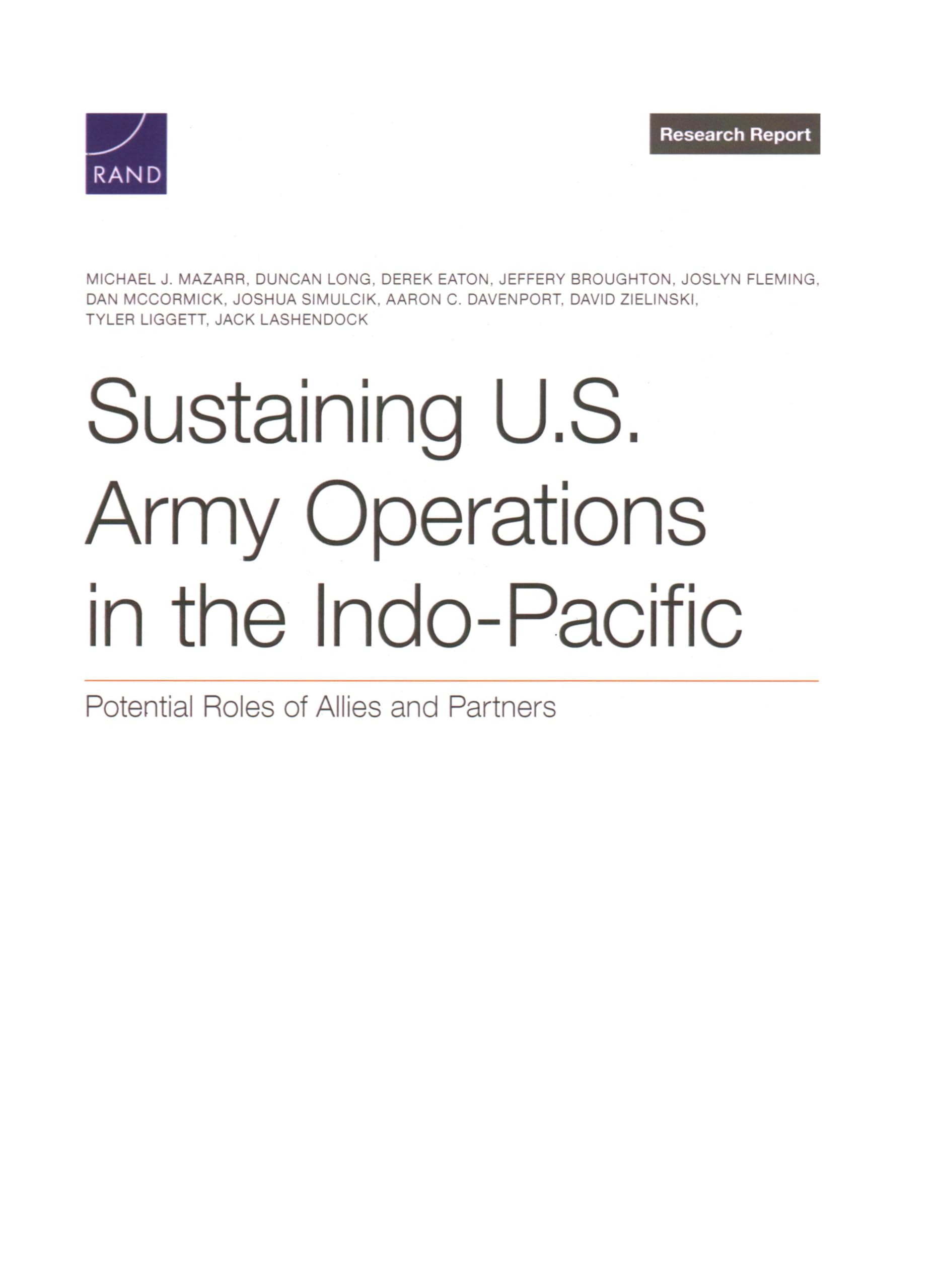 Sustaining U.S. Army Operations in the Indo-Pacific: Potential Roles of Allies and Partners