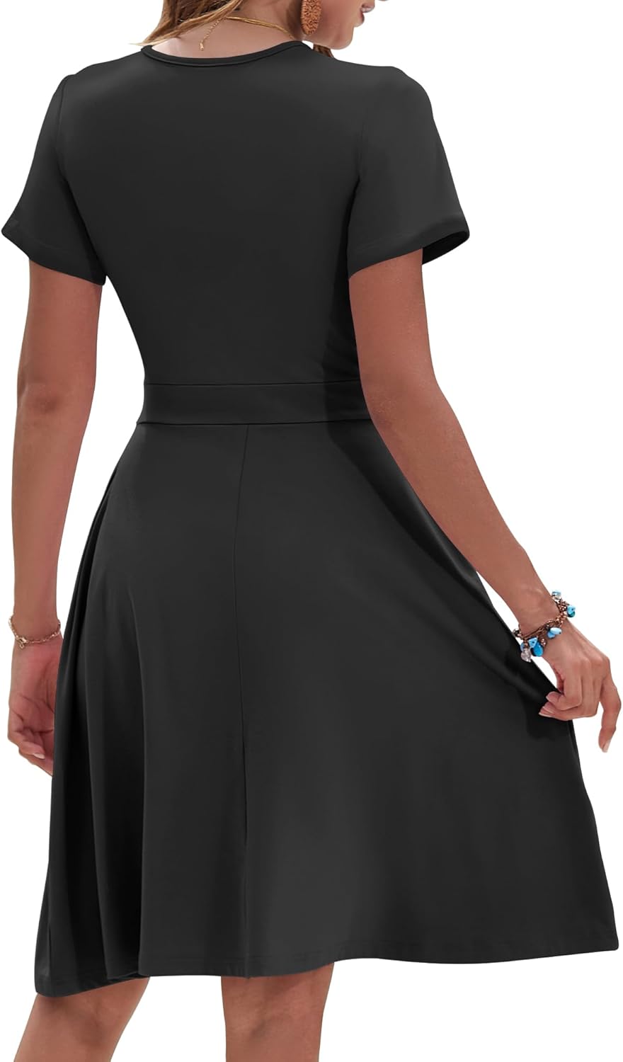 AUSELILY Womens Summer Dresses 2026 Short Sleeve V Neck Floral Sundress with Pockets - Image 4