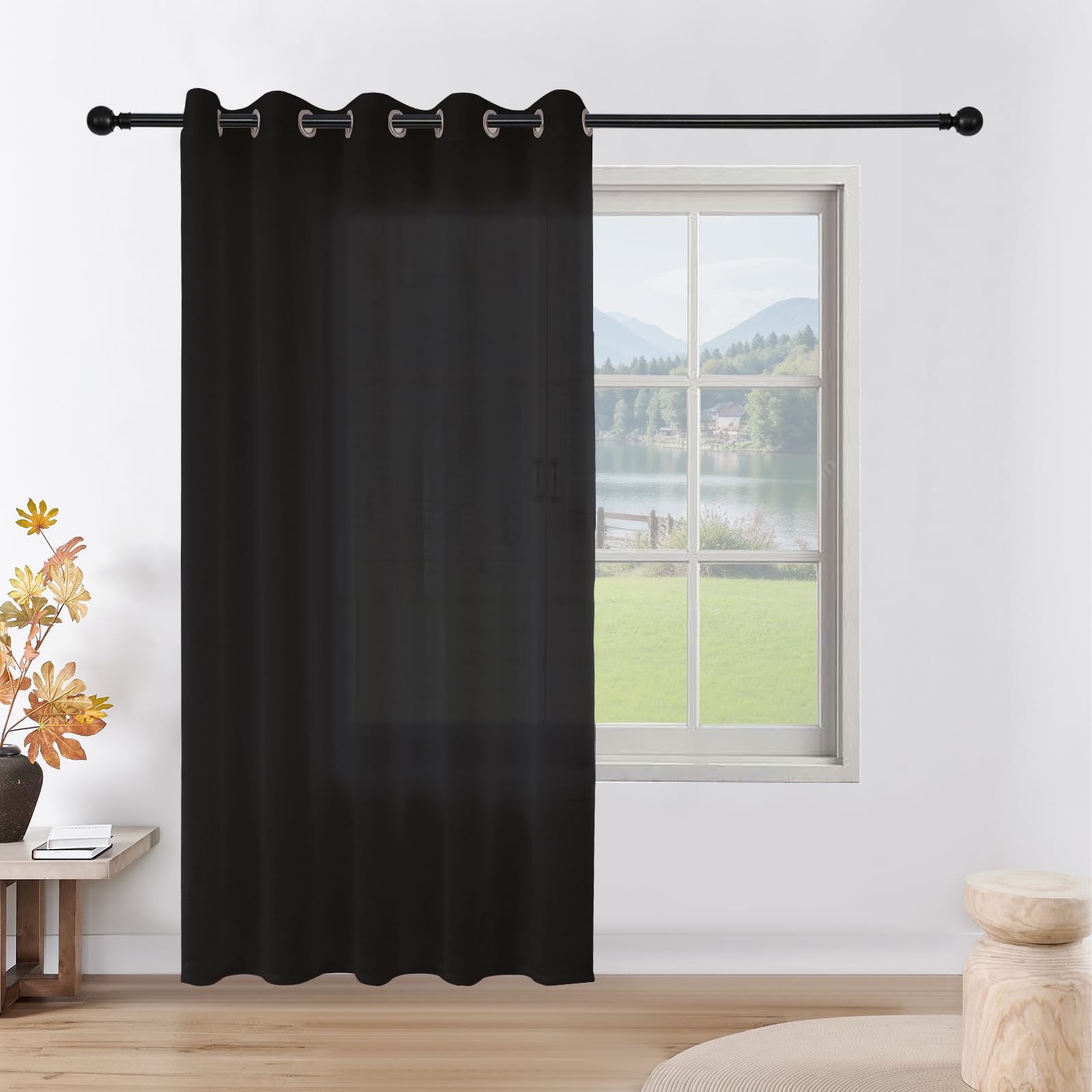 CUCRAF Voile Curtain with Eyelet Linen Net Curtains for Windows Sheer Curtains for Bedroom Kitchen Dormitory Home Decoration 1 Panel — image 1