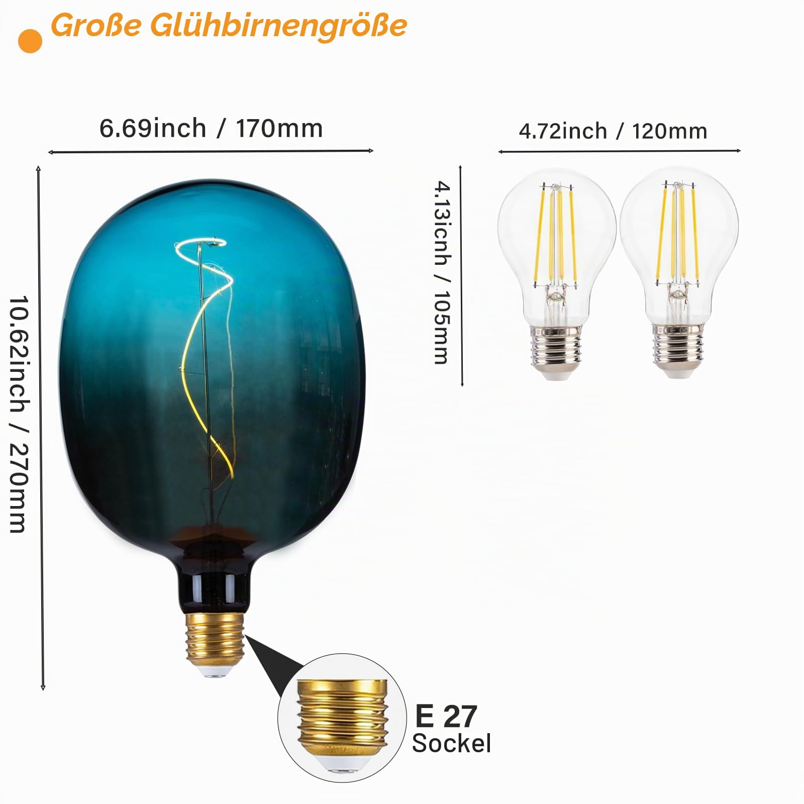 SD LUX D170 Oversize Edison LED Glühbirne 5W E27 300lm Equi25W 2200K 1Stück
