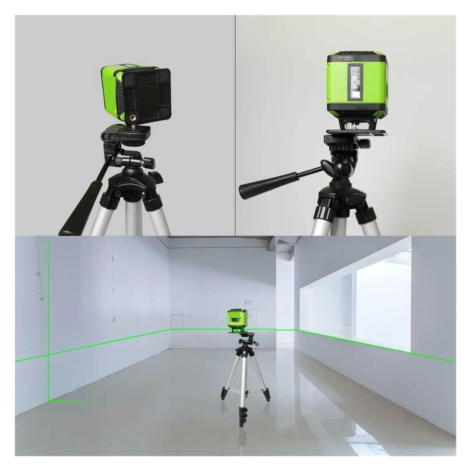 medidor de Distancia láser, Nivel Láser De Piso Rayo Verde, Herramienta Línea Cruzada Autonivelante 360 ​​° para Colocación Azulejos Cuadrados con Base FL360G
