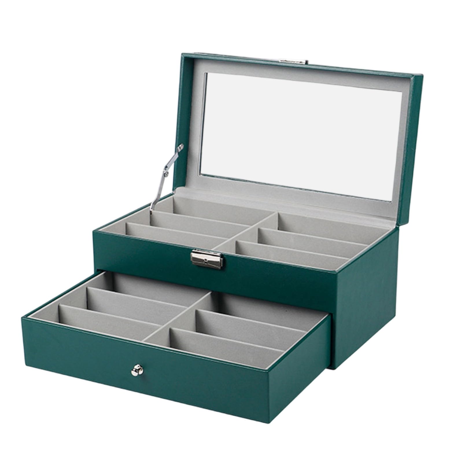 GOWENIC Vetrina per Occhiali da Sole in Pelle PU | Organizer per Occhiali con Serratura a 12 Slot per Orologi Gioielli da Viaggio a Casa