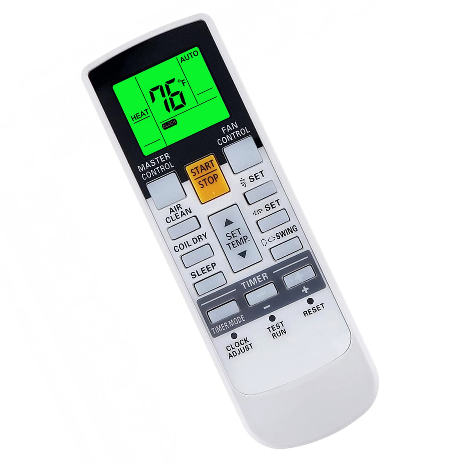 Framan view of the remote control with all buttons visible