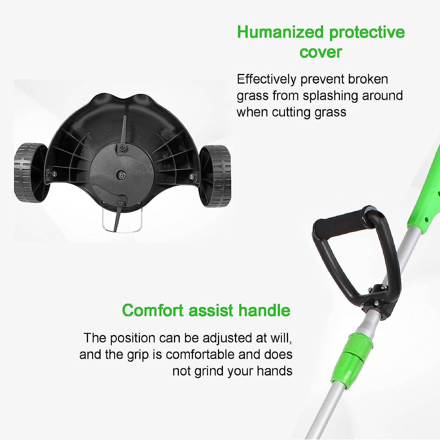 NAKEAH Cortacésped eléctrico, cortacésped multifunción 2 en 1, batería extraíble, orientable, 180 °, Longitud Ajustable, desbrozadora Manual, 4000mA