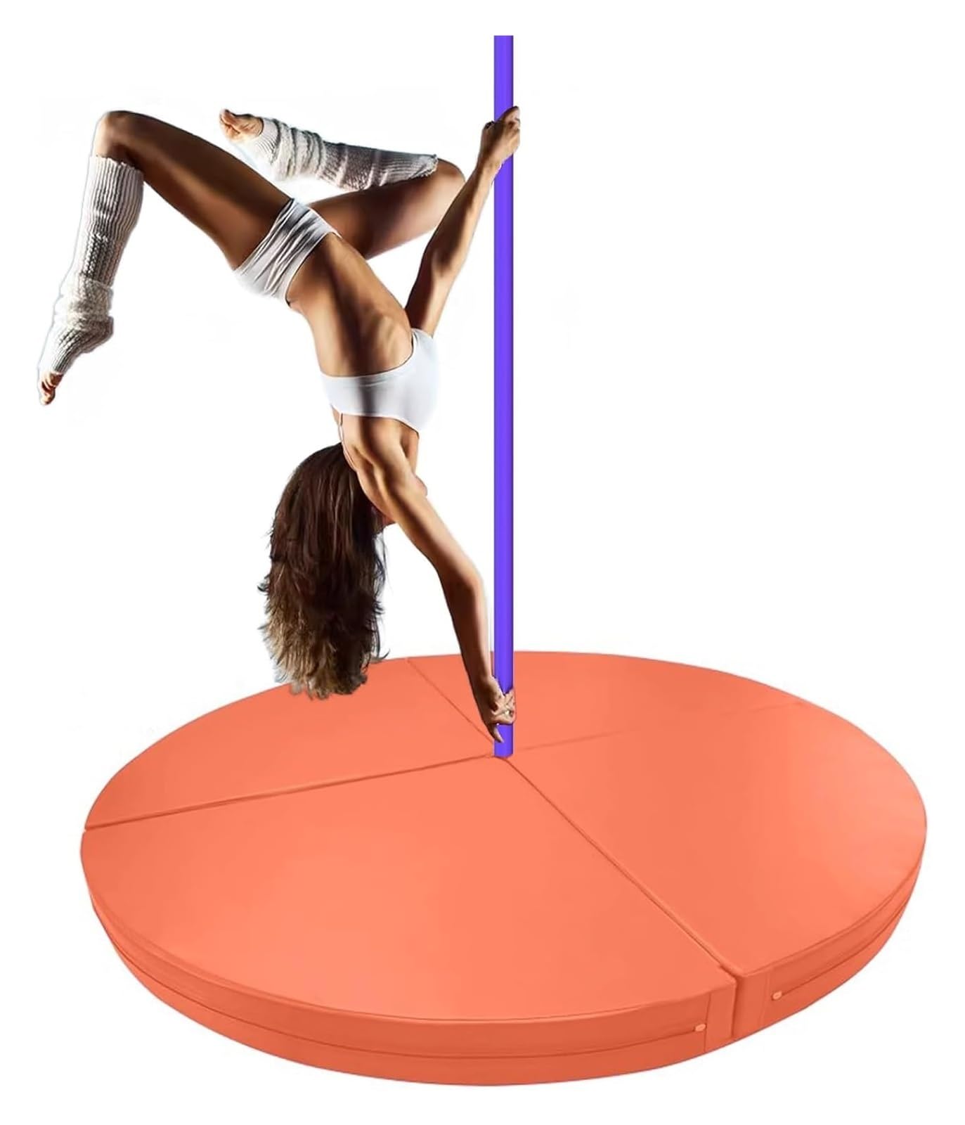 Wjftoday Orange Stripper Pole Crash Mat - Foldable Padded Safety Pad For Aerial Fitness, Portable Protection Mat (, 200Cm X 3Cm / 78.7In X 1.2In)
