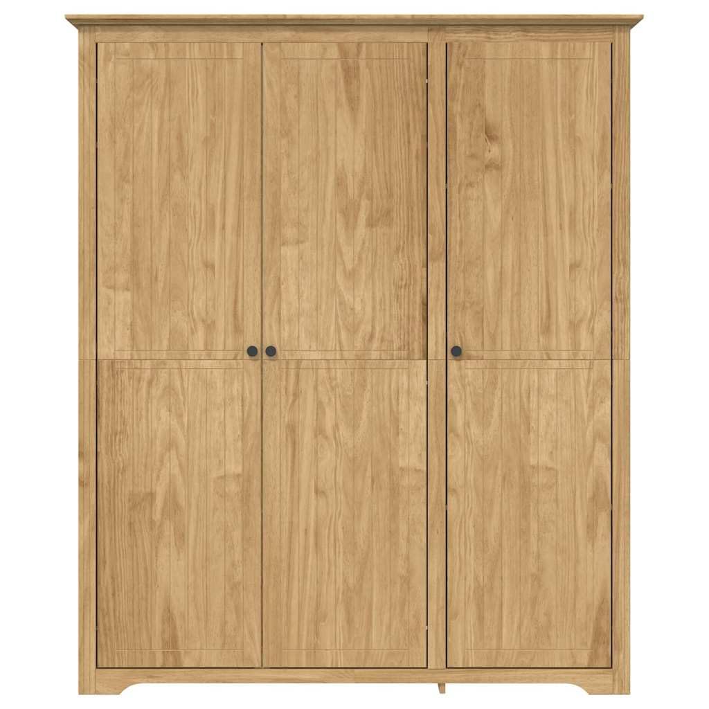 BODO Szafa na ubrania w kolorze miodowo-brązowym z materiału drewnopochodnego z 3 drzwiami, 146 x 53,5 x 173 cm, nie zajmuje dużo miejsca, do sypialni, pokoju dziecięcego i korytarza, miejsce
