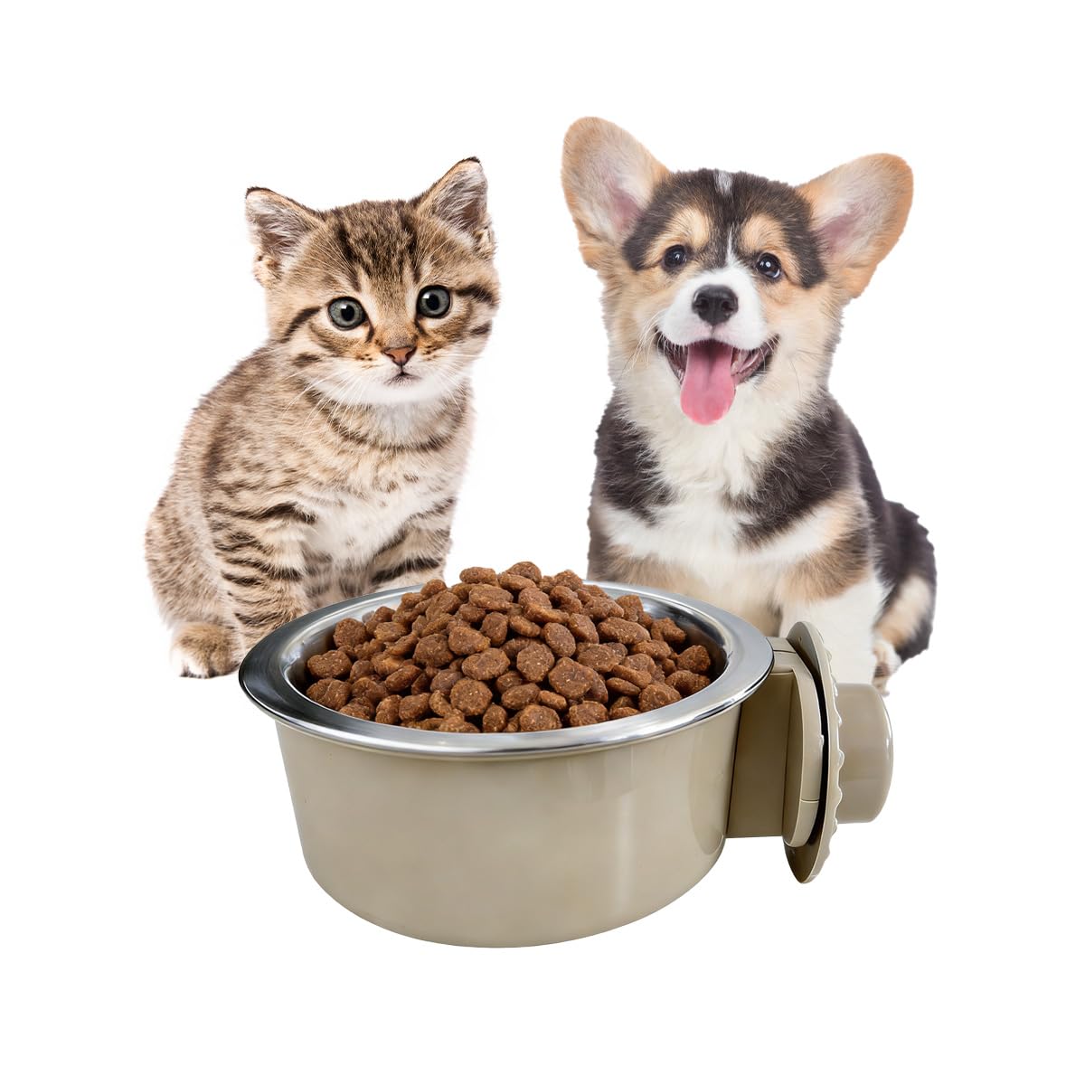 2Pcs Pets Lightweight Stainless Steel Bowl,Removable Stainless Steel Pet Hanging Food Water Feeder Bowl for Puppy Dog Cat Rabbit Ferret Bird Gunea Pigs (Large) - image 8