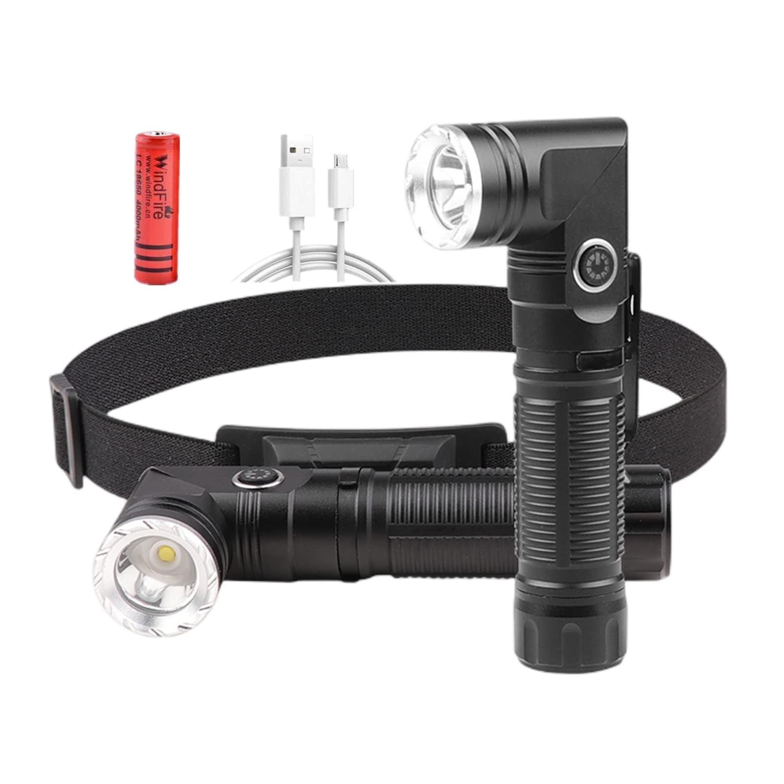 KASTWAVE USB Rechargeable 2 in 1 Headlamp Flashlight, with Pocket Clip, 5000 Lumen, 90° Swivel, Magnetic Base, Waterproof Design, for Hands-Free Flashlights for Hard Hat Working