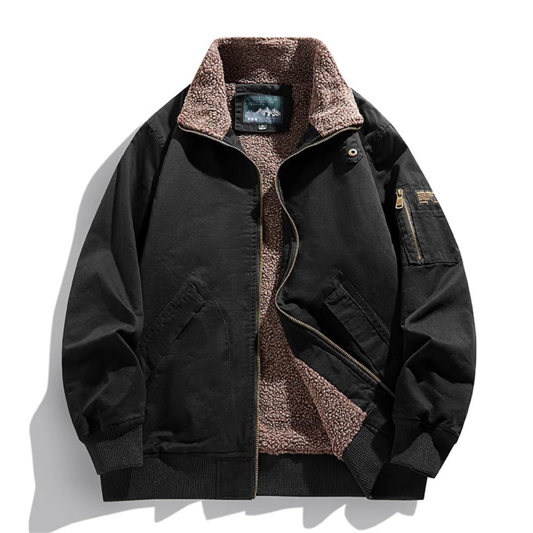 Giacca da uomo in lana di agnello invernale retrò tendenza con tasca sul braccio design esterno da viaggio cappotto da uomo giacca calda