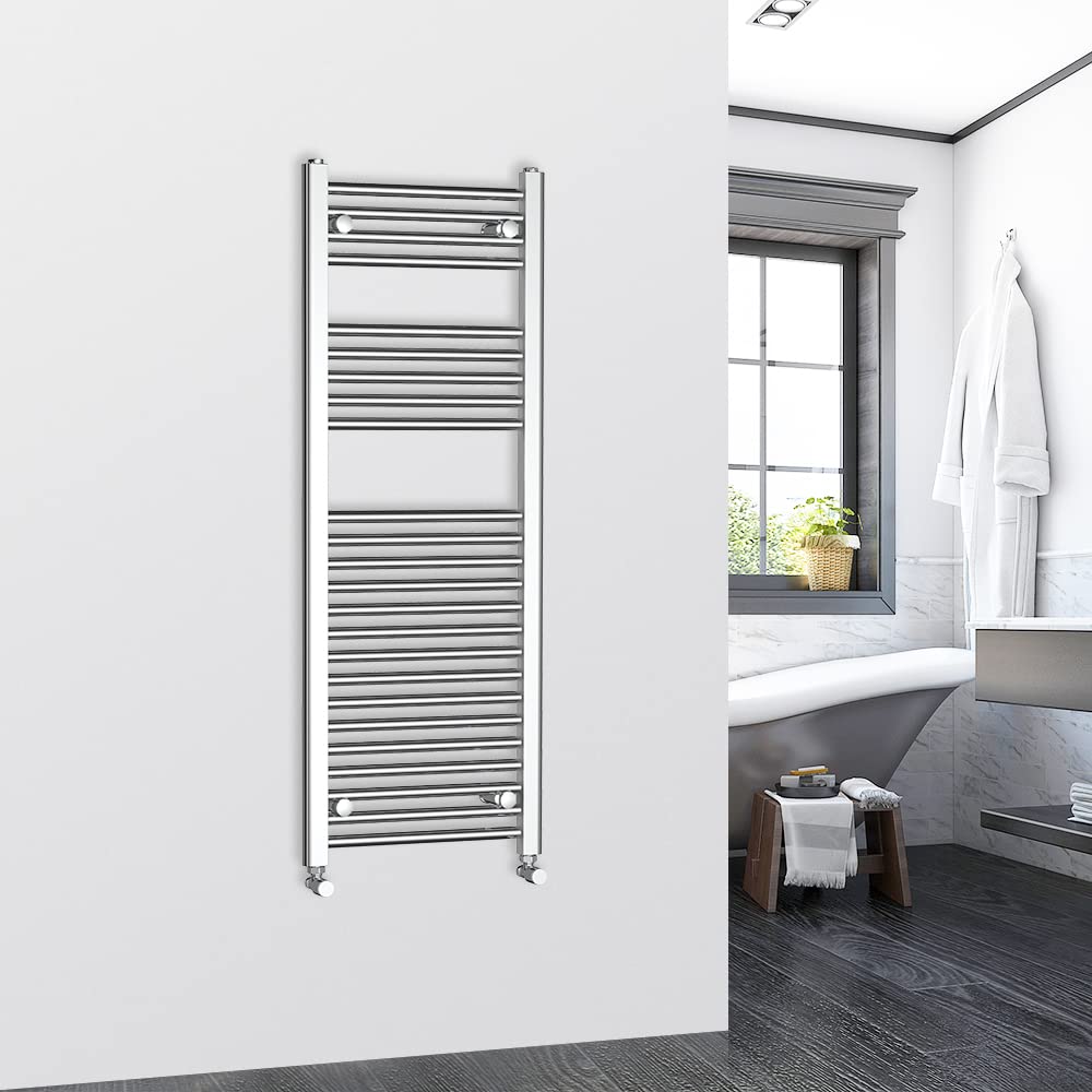 Warmehaus Straight 1200X450mm Chrome Bathroom Heated Towel Rail Radiator Ladder Style Towel Warmer