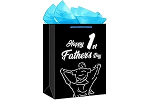 Happy 1st Father's Day Gift Bag with Handle and Tissue Paper (11.5"x9"x5")...
