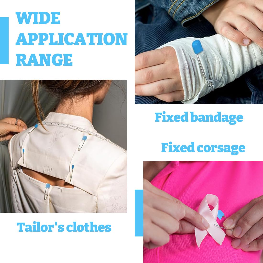 Épingle à Nourrice, 100 Pièces Acier Inoxydable pour Bébé avec Fermeture Verrouillable Épingles à Couches sans Danger, pour Les Lingettes de Salive,Les Couches et Les Vêtements